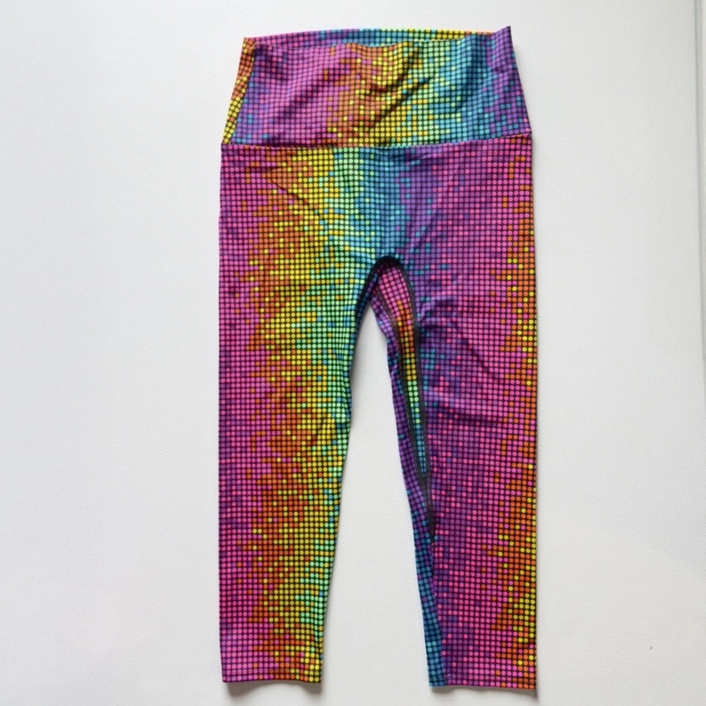 K-DEER Disco Dot Capri Leggings High Waisted Yoga Pants L